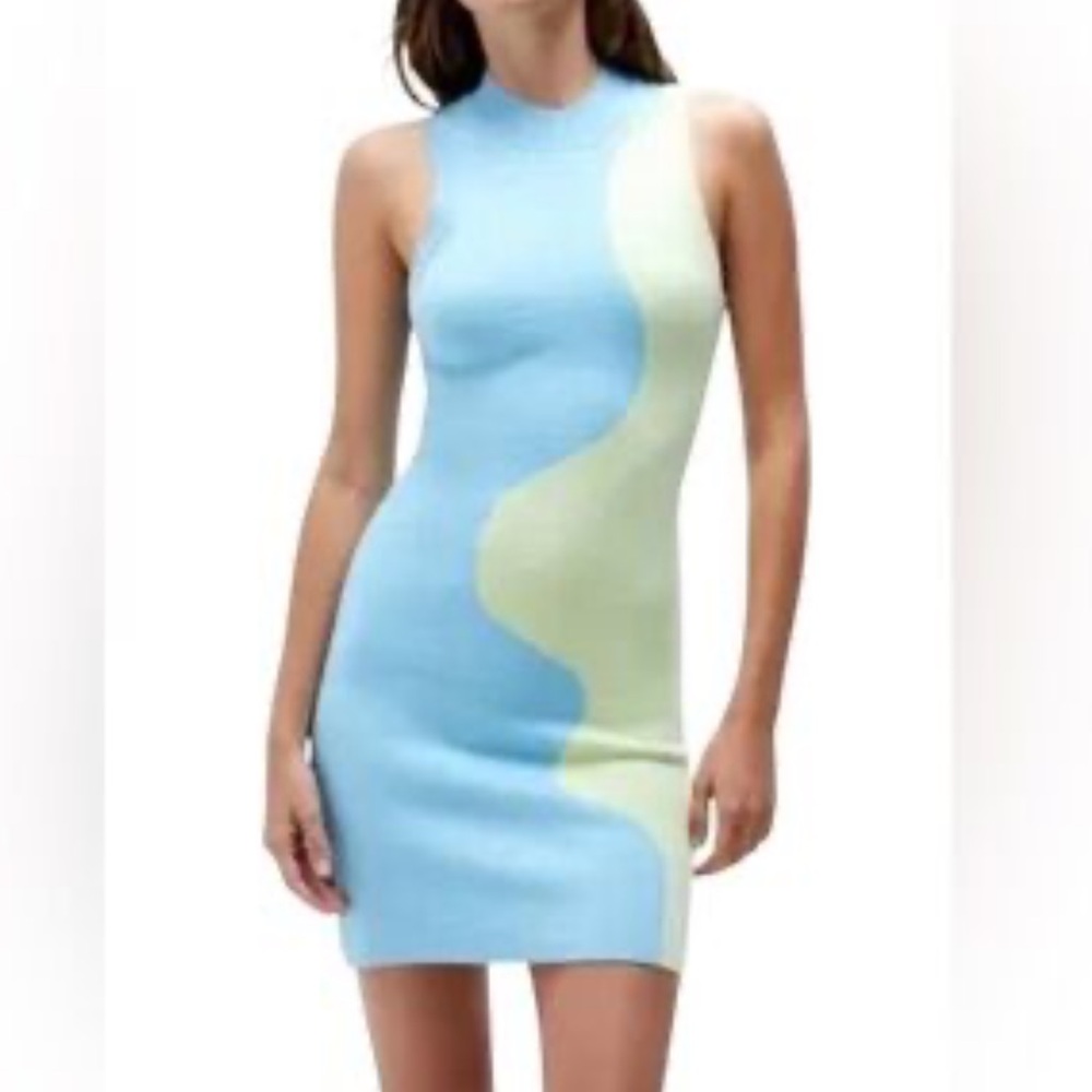 La Hearts Blue and Green Colorblock Mini Dress